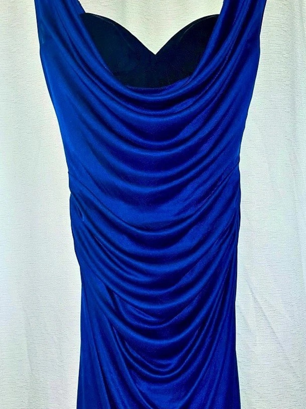 BCBGMAXAZRIA Draped Maxi Dress in Blue Size XL Like New
